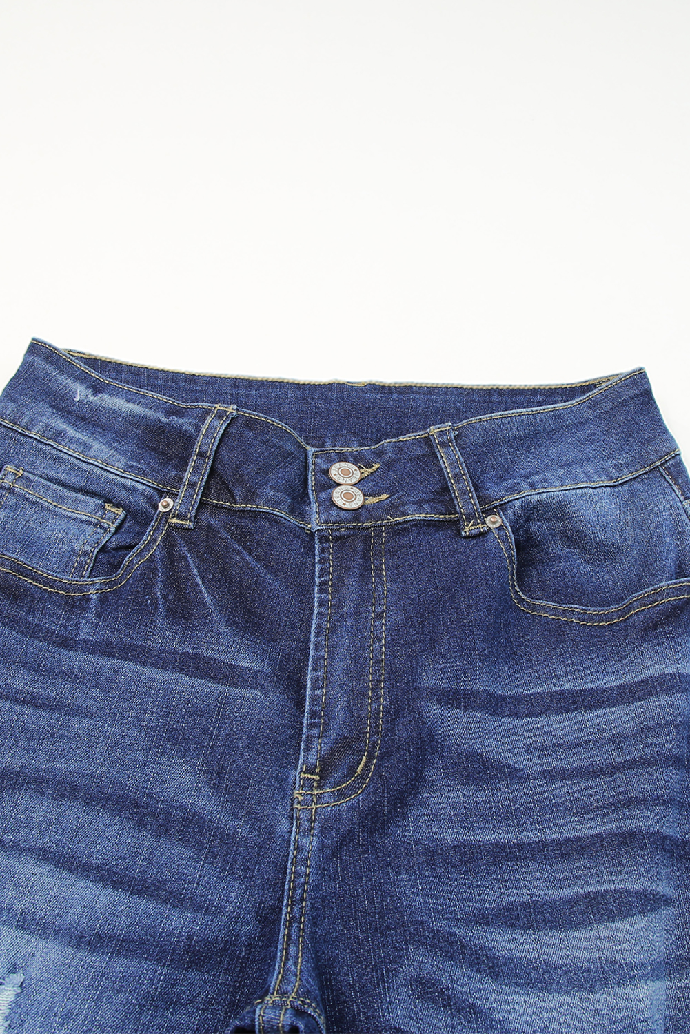High Waist Distressed Straight Leg Jeans