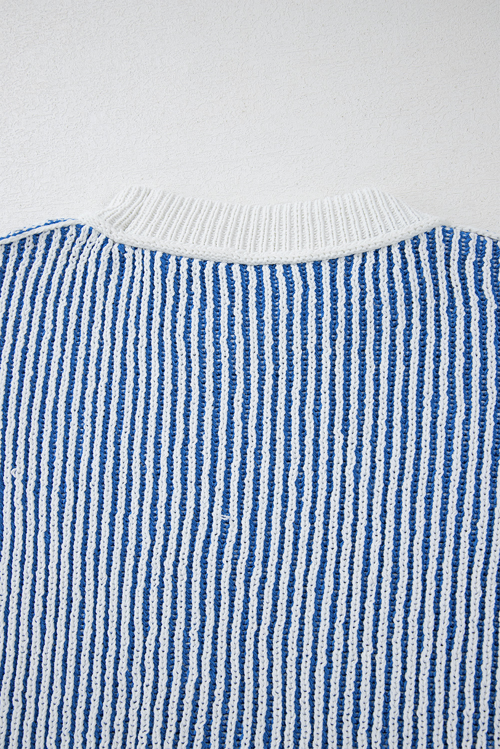 Bright Pink Striped Textured Knit Contrast Edge Loose Sweater