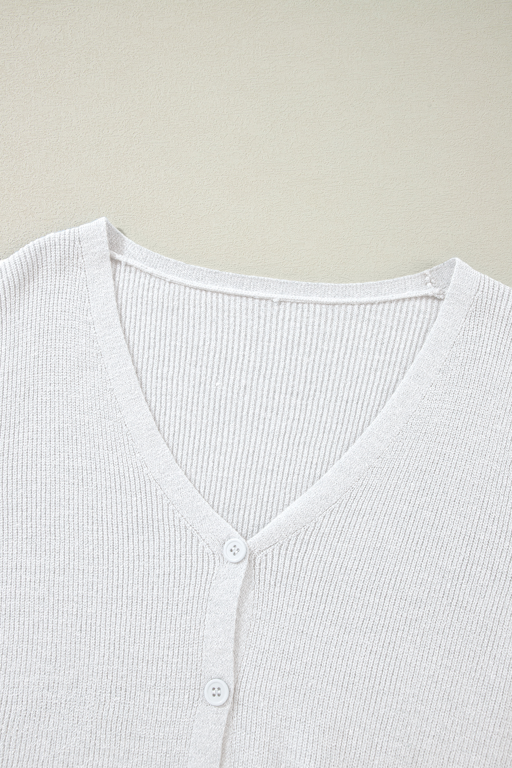 Moss Green Lightweight Ribbed Knit Button Front V Neck Cardigan