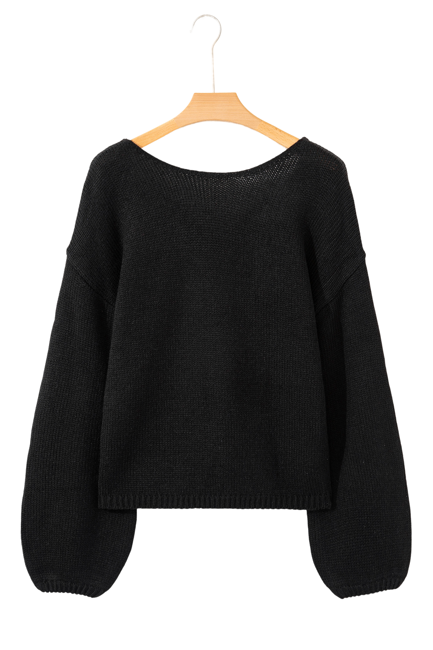 Bonbon Festive Bow Backless Bubble Sleeve Sweater