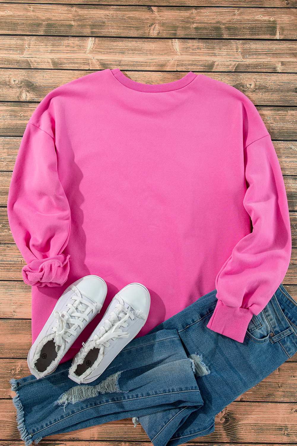 Grass Green Solid Fleece Lined Drop Shoulder High Low Sweatshirt