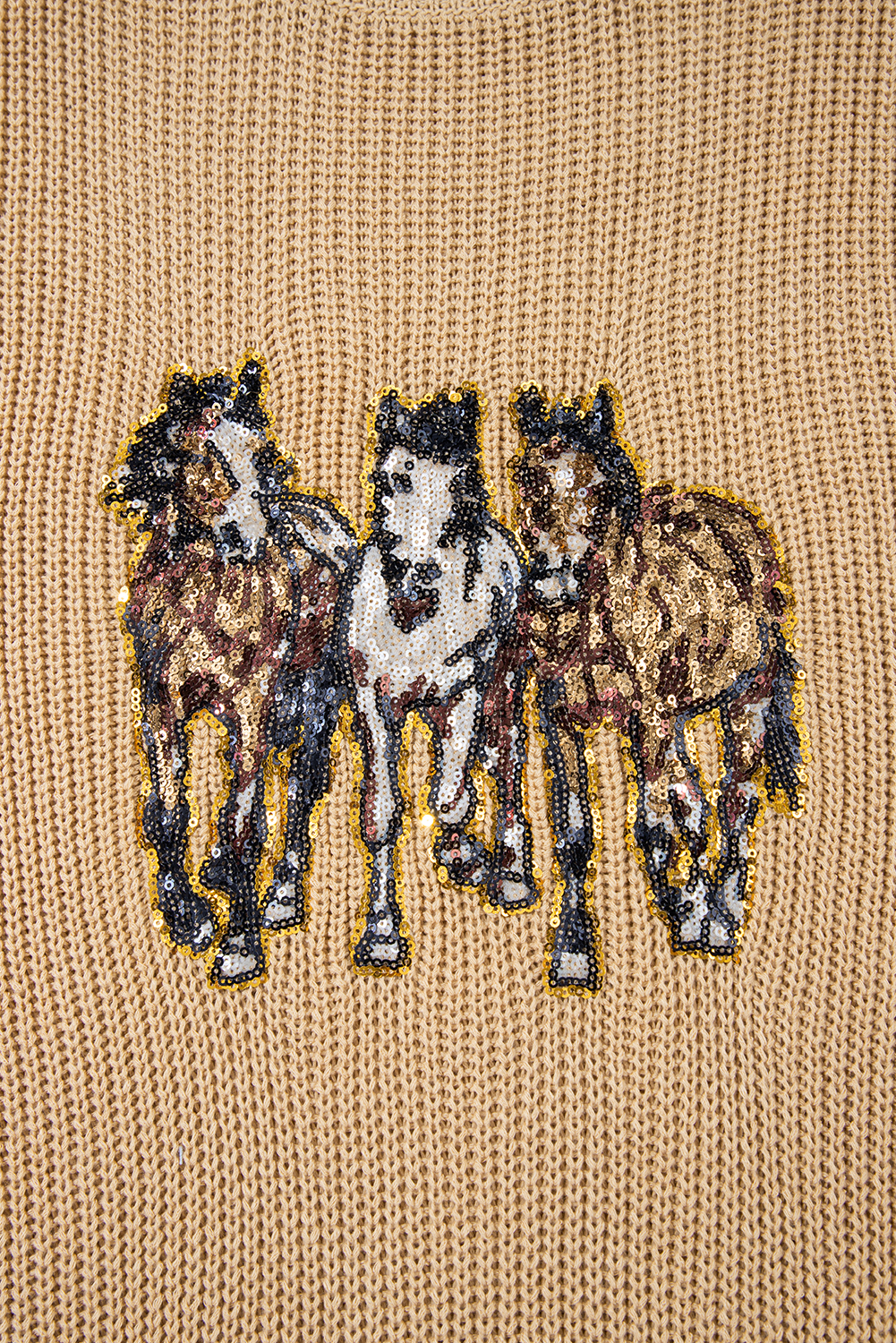 Black Western Cowboy Embroidery Round Neck Sleeveless Sweater