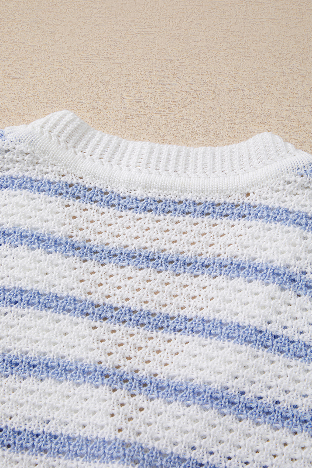 Sky Blue Stripe V Neck Gold Buttons Elegant Sweater Vest
