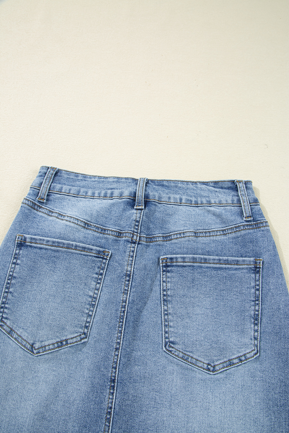 Sail Blue Dearlove Irregular Distressed Bottom Denim Midi Skirt