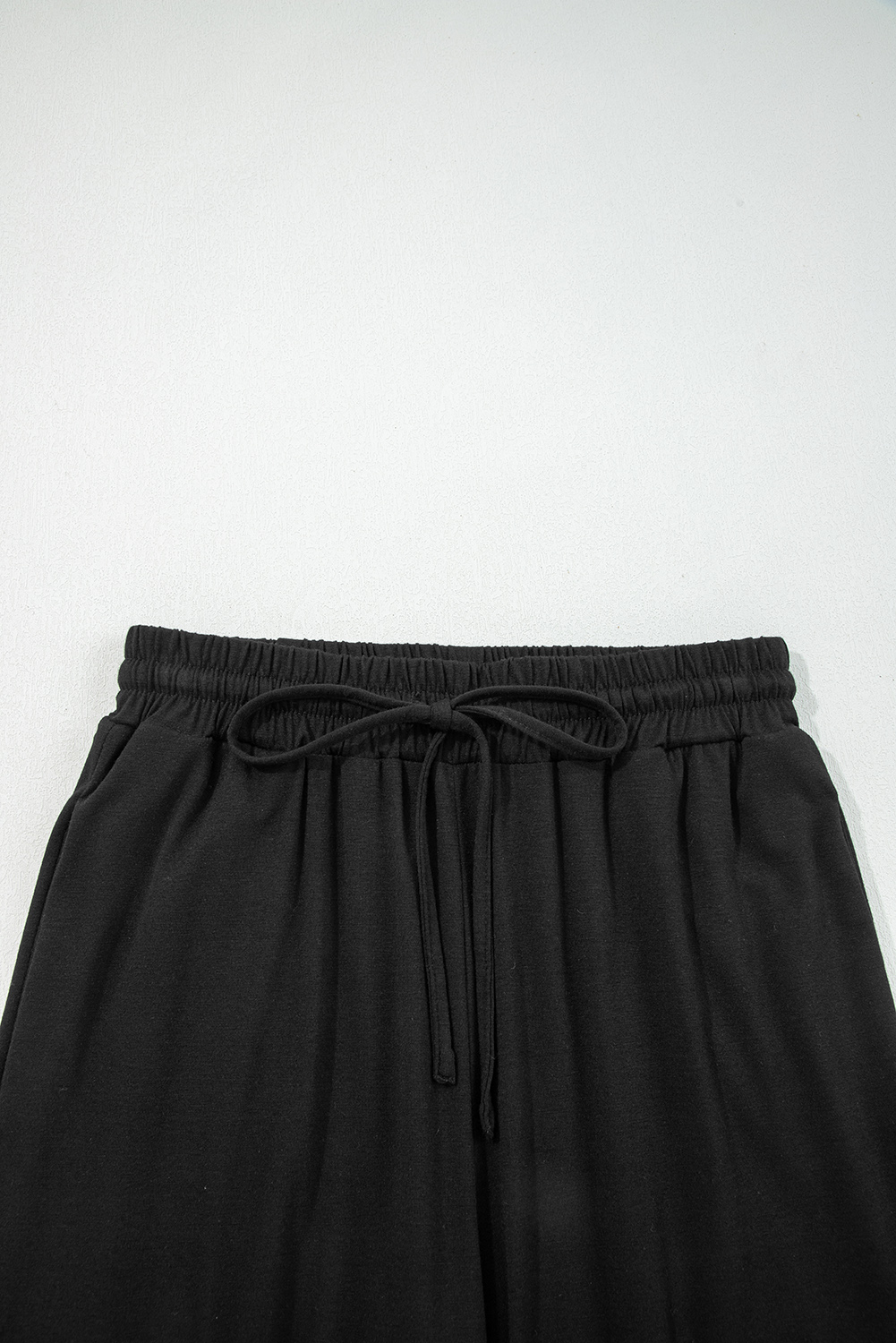 Black Contrast Trim Hooded Lounge Cardigan and Pants Set