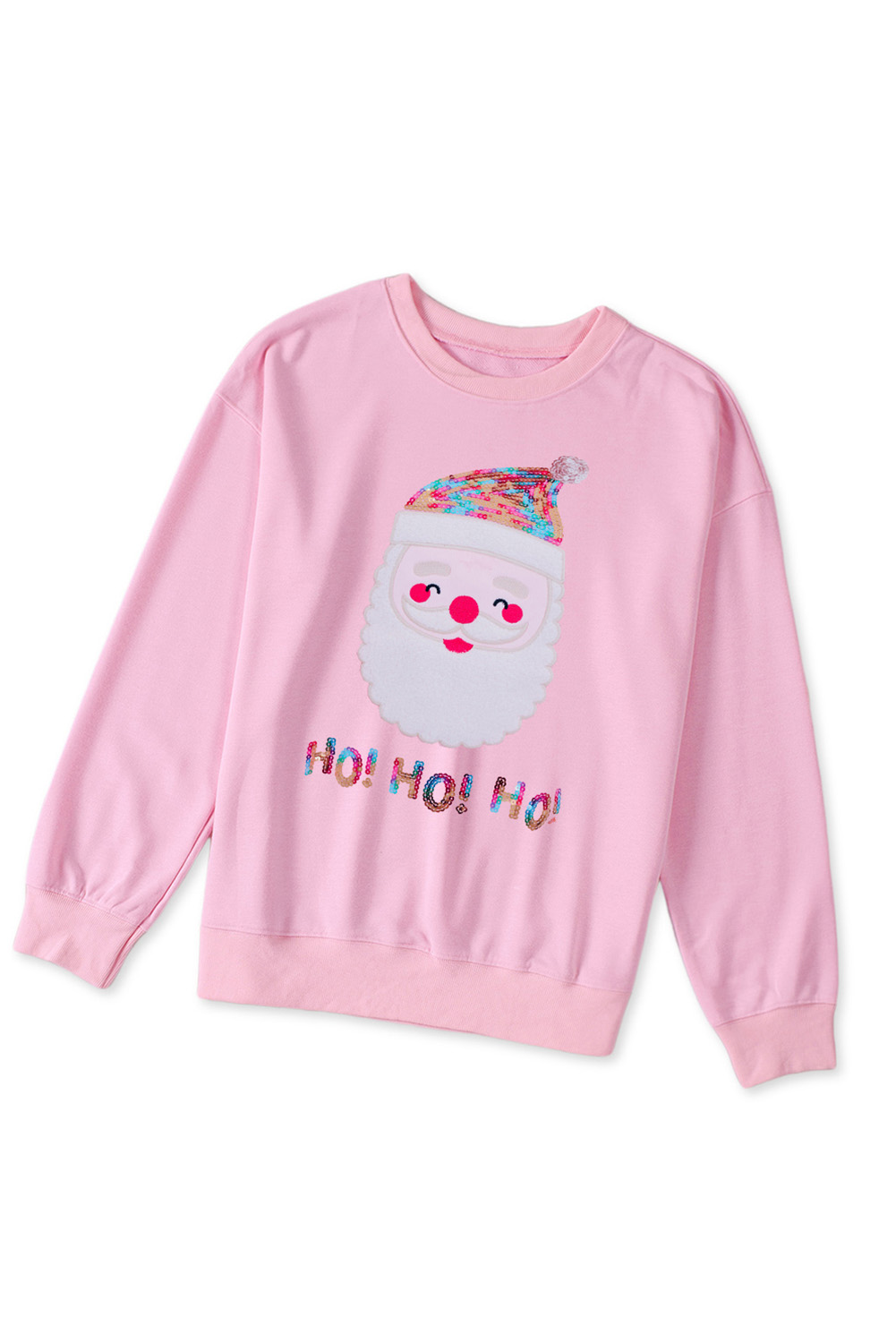 Fiery Red Santa Claus Sequin Graphic Sweatshirt