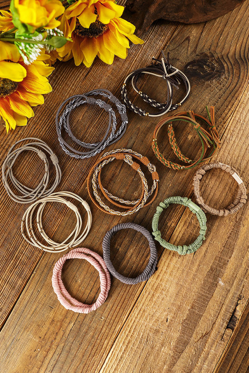 Pink Multicolour 20pcs Boho Knotted Hair Ties