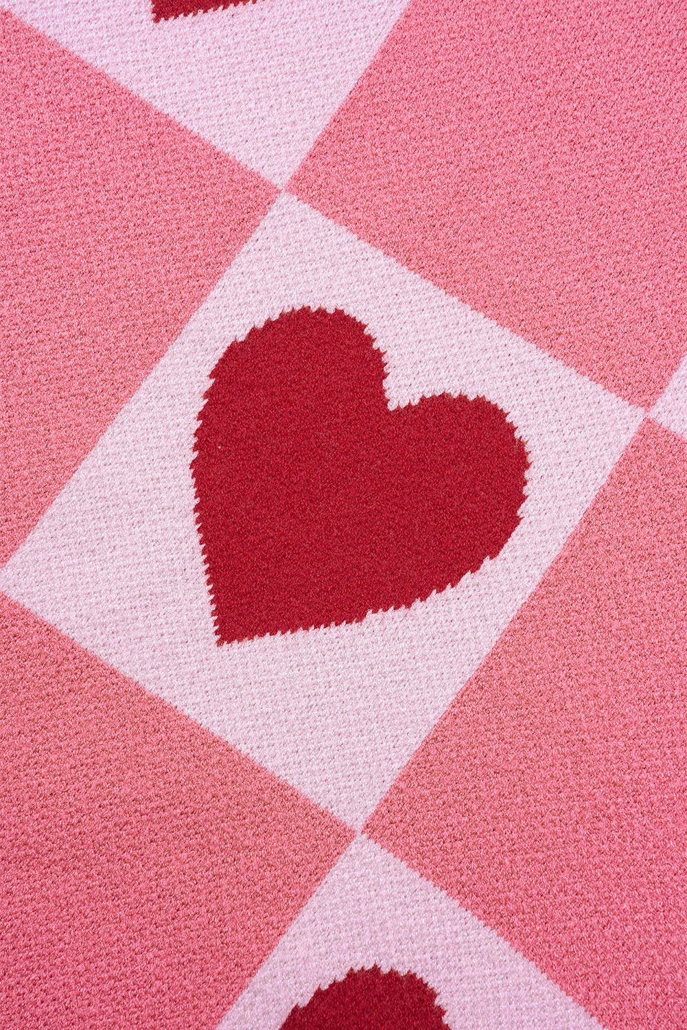 Pink Love Heart Checkered Valentine Crew Neck Sweater