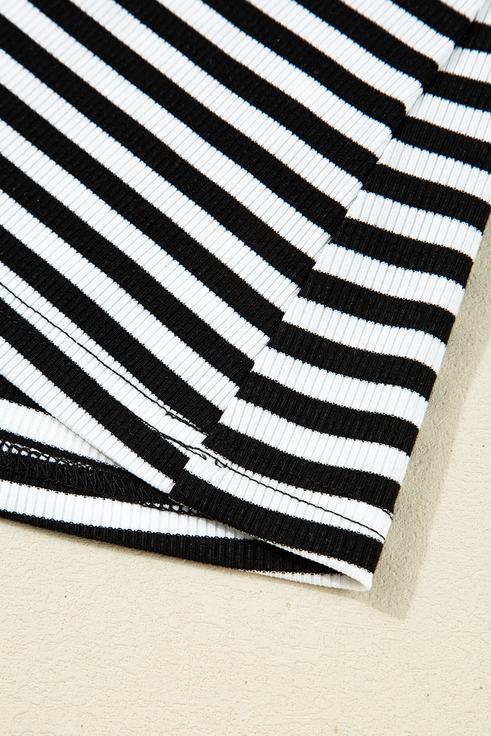 Black Stripe Double-layer Cold Shoulder Long Sleeve Top