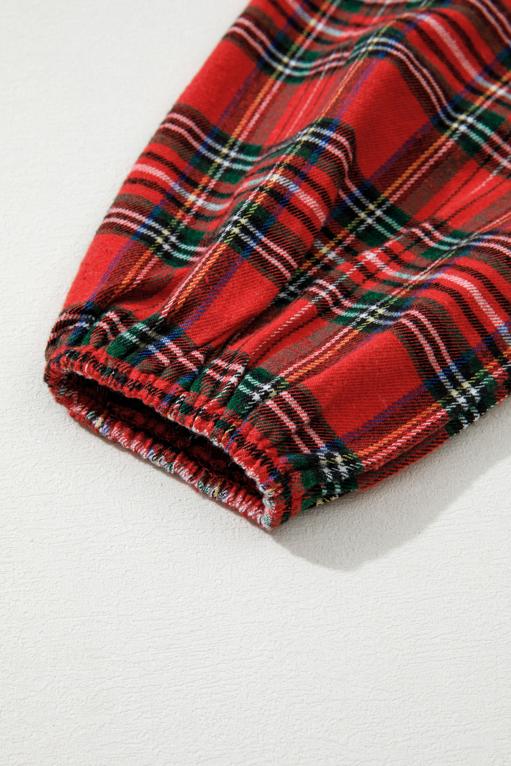 Red Plaid Print Ricrac Tiered Bubble Sleeve Mini Dress