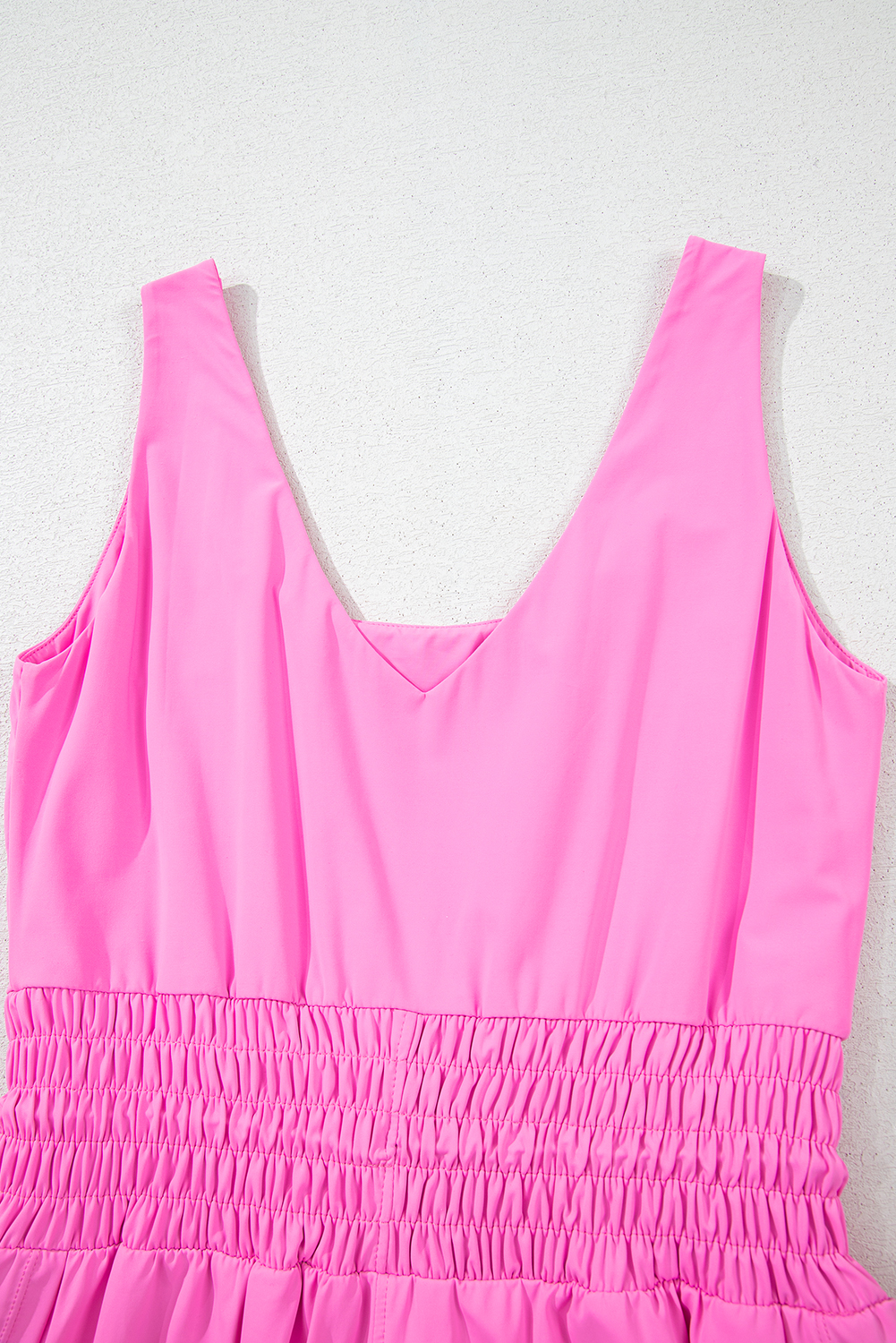 Black Plain Sleeveless Loop Drawstring Cinched Waist Romper
