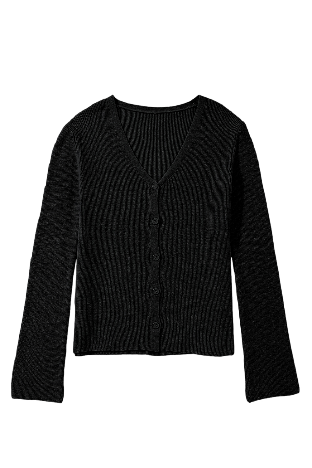 Moss Green Lightweight Ribbed Knit Button Front V Neck Cardigan