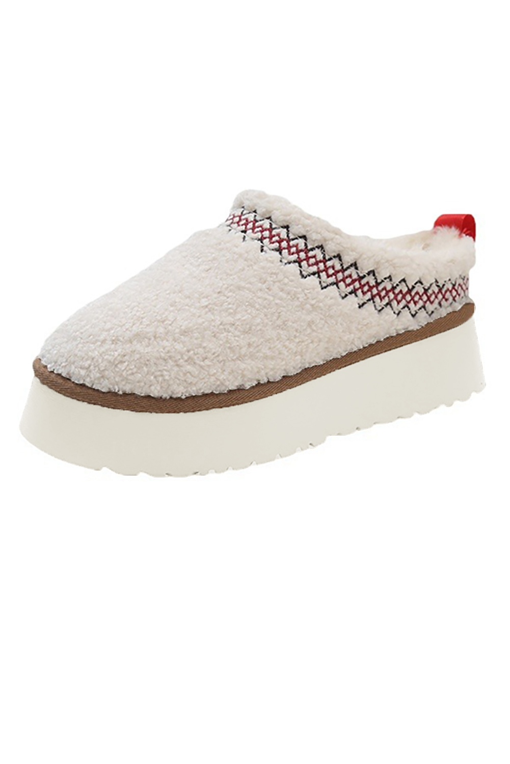 Oatmeal Embroidered Sherpa Plush Thick Sole Snow Boots