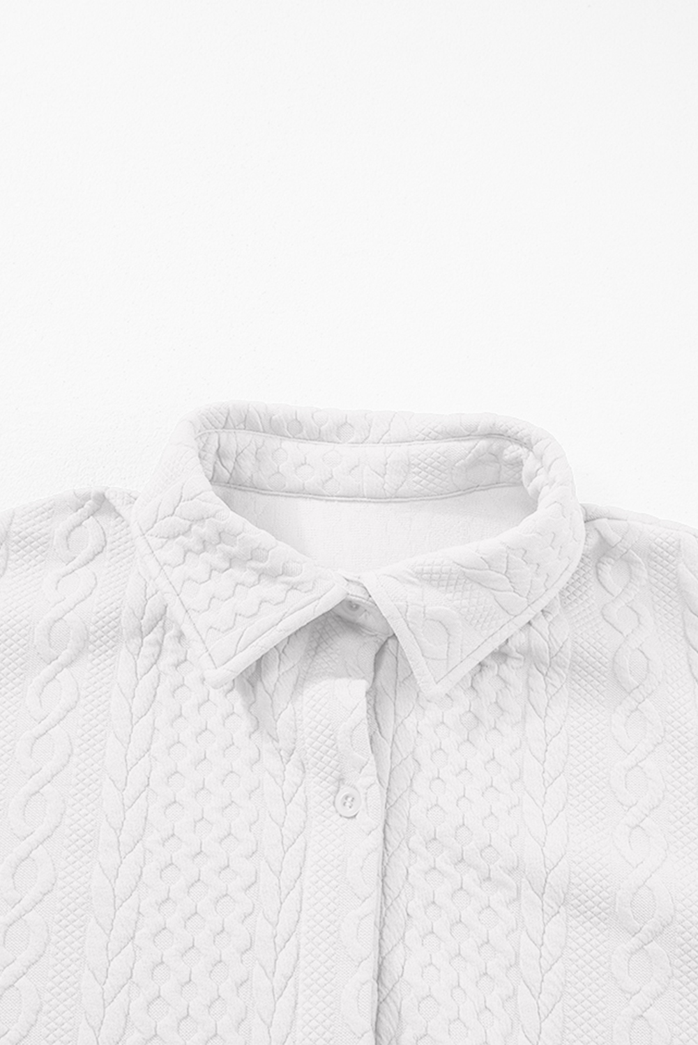 Sepia Rose Cable Texture Puff Sleeve Loose Shacket