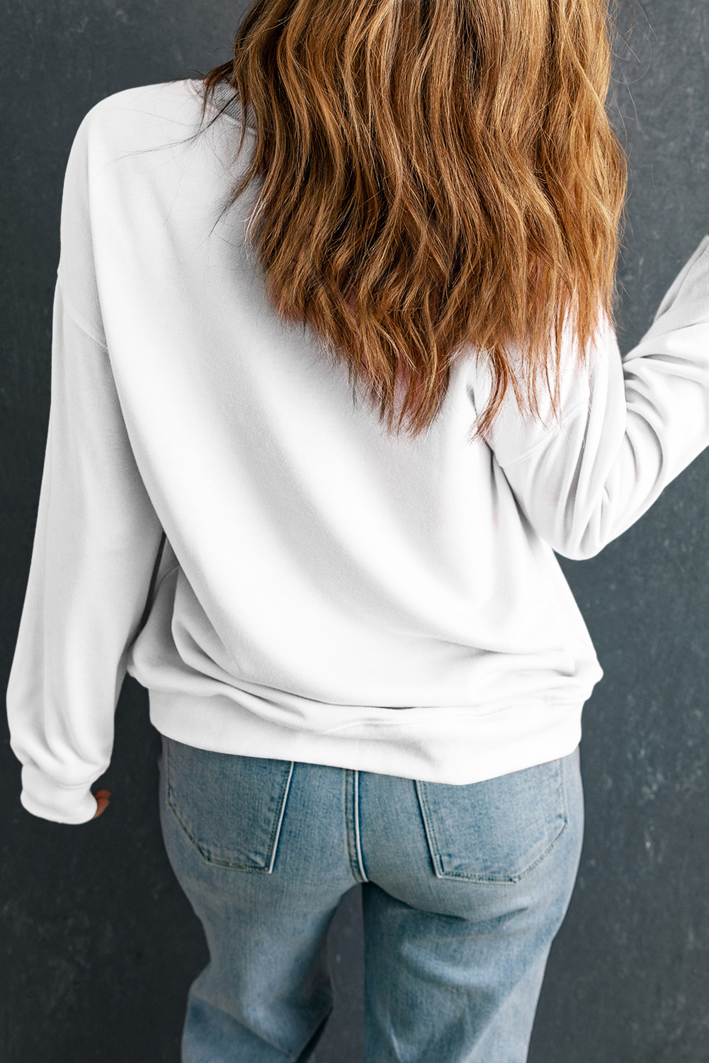 White Father Christmas Rhinestone Graphic Drop Shoulder Sweatshirt