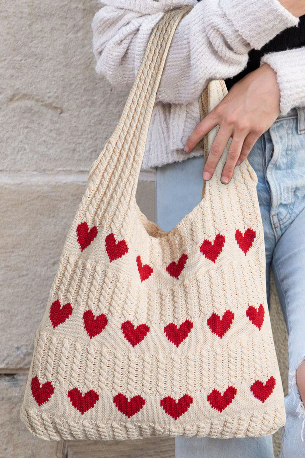 Mustard Flower Knitted Large Single Shoulder Bag