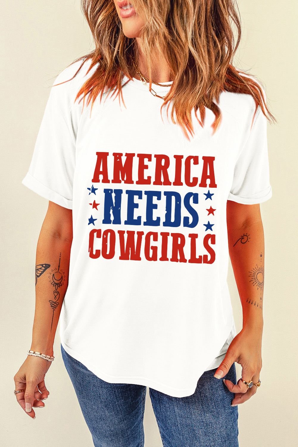 White PARTY IN THE USA Flag Fashion Graphic Tee