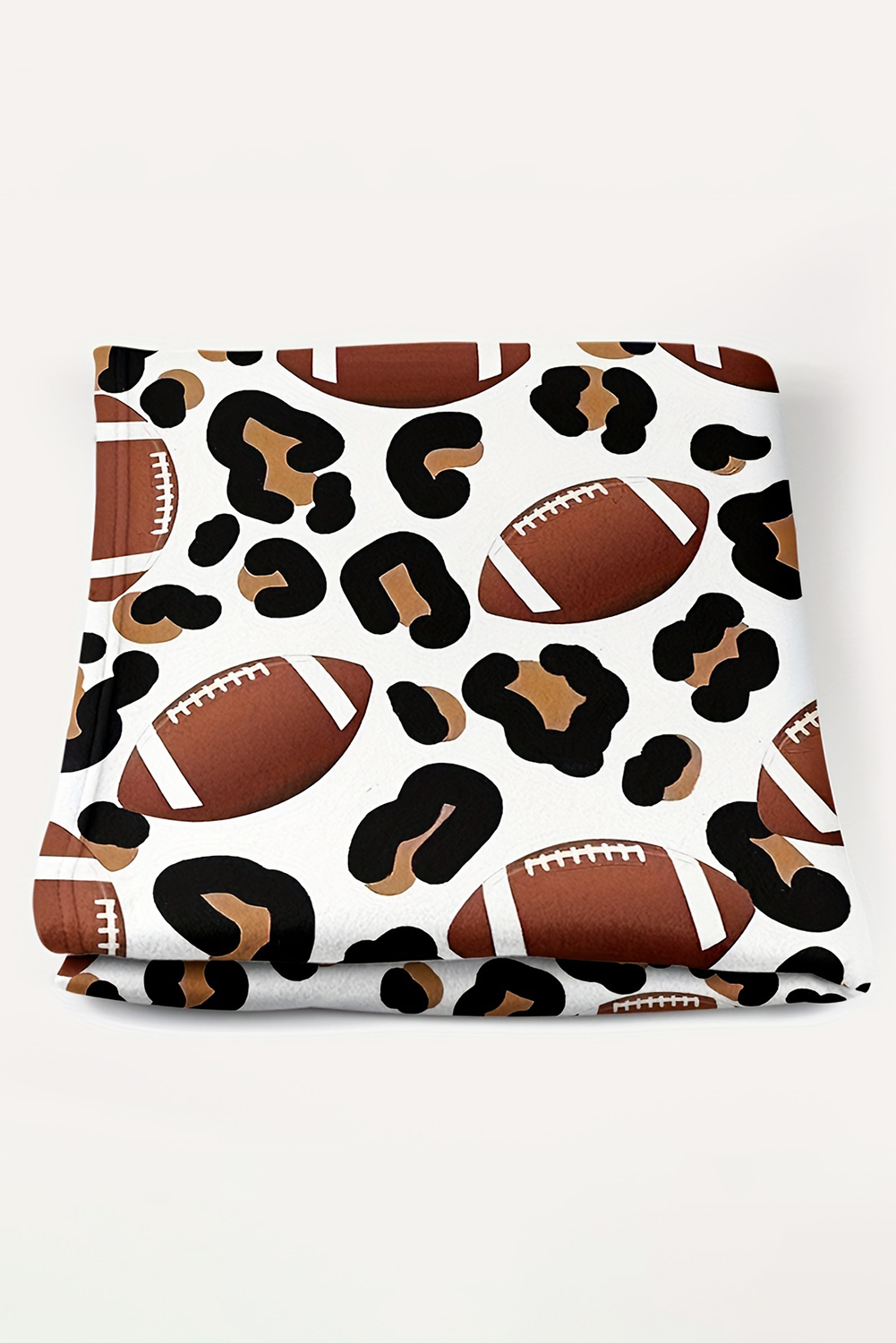 White Leopard & Rugby Football Print Flannel Blanket