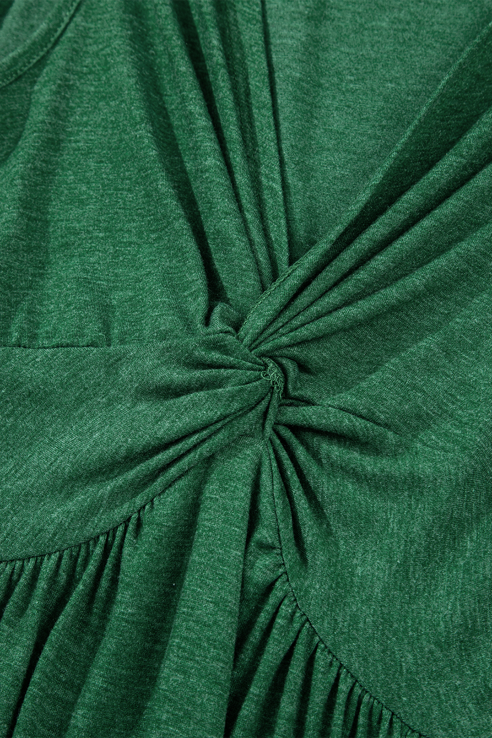 Blackish Green Twisted Bust V Neck Sleeveless Dress