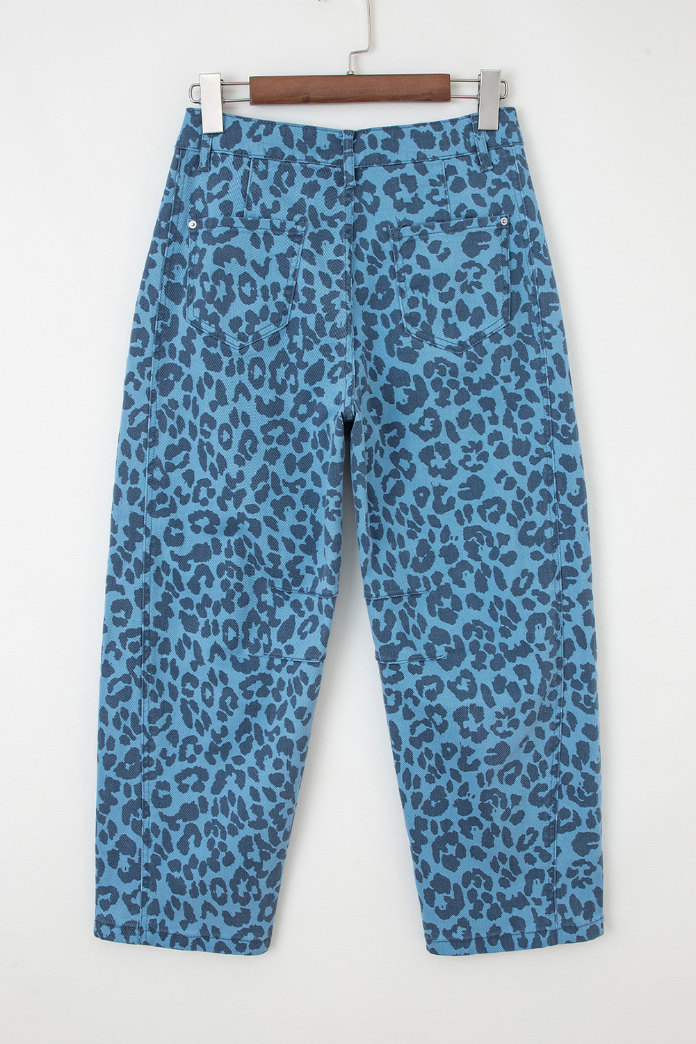 Khaki Leopard Print Straight Loose Jeans