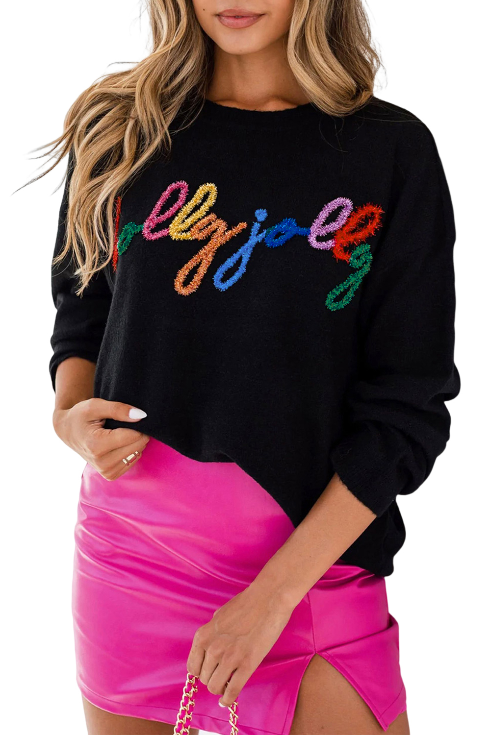 White Merry & Bright Round Neck Casual Sweater