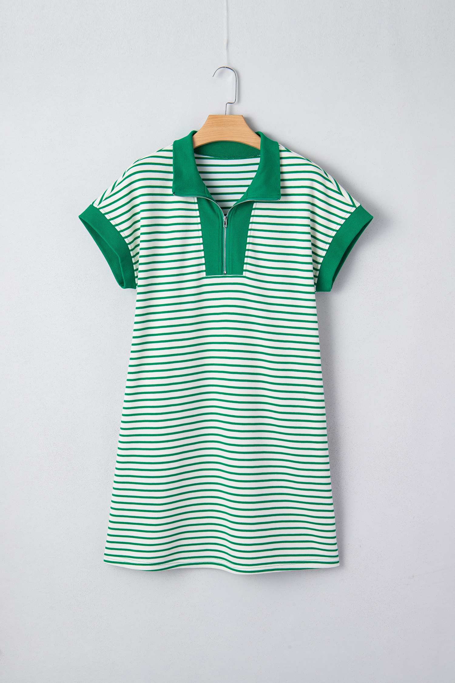 Green Stripe Magic St Patricks Day Sequin Graphic Zip Polo Tee Dress