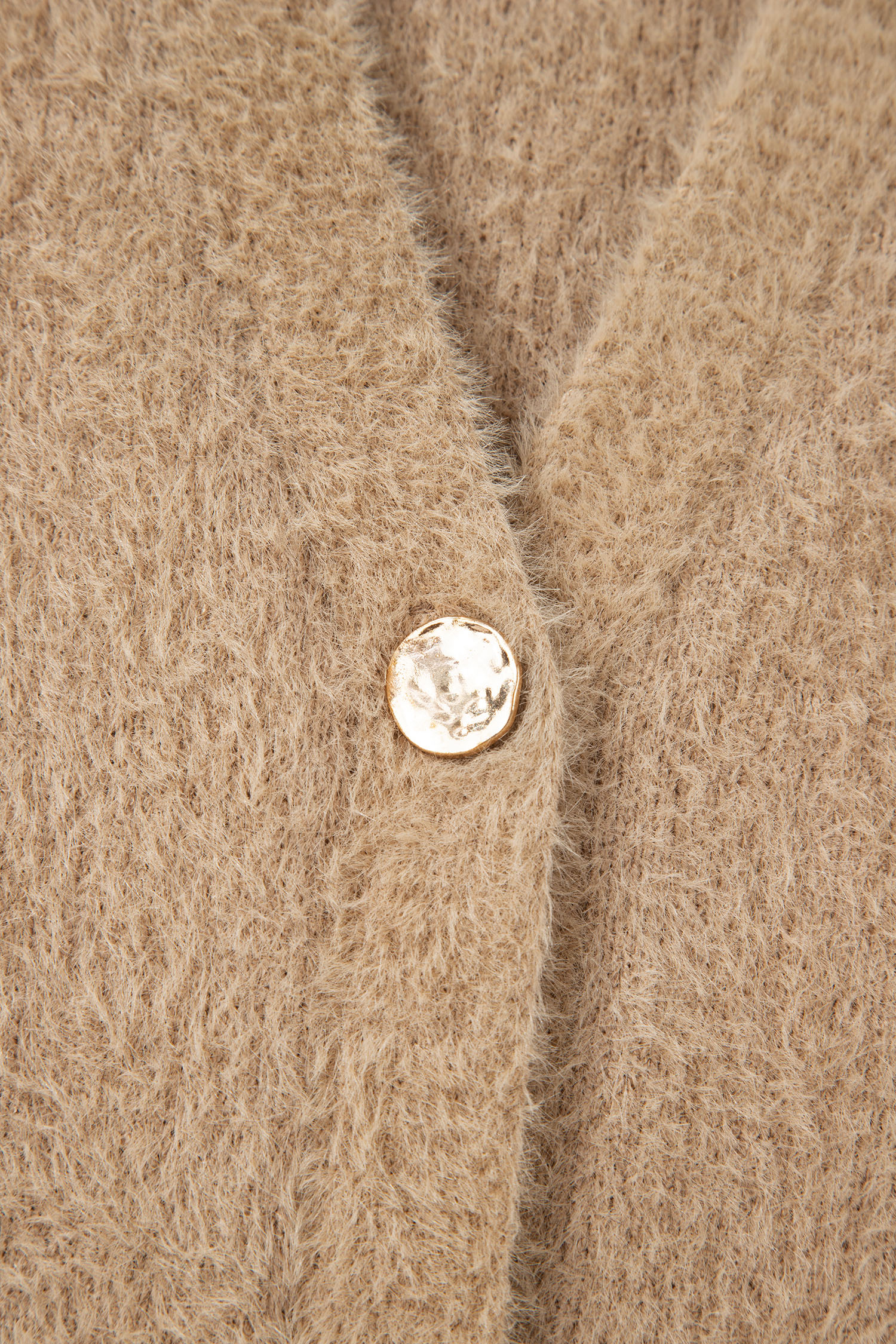White Fuzzy Buttoned Front Midi Solid Cardigan