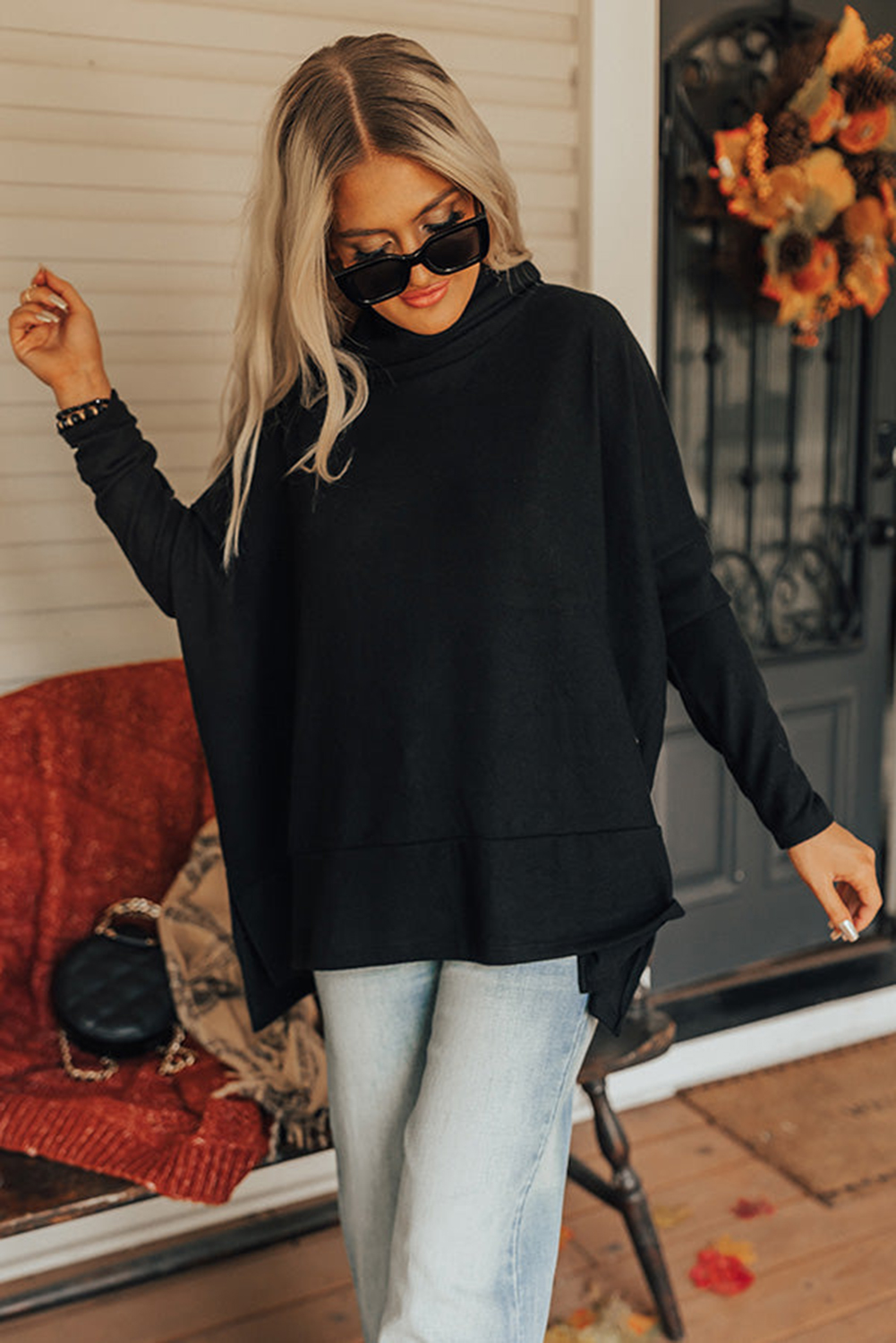 Jungle Green Cowl Neck Shift Tunic Top