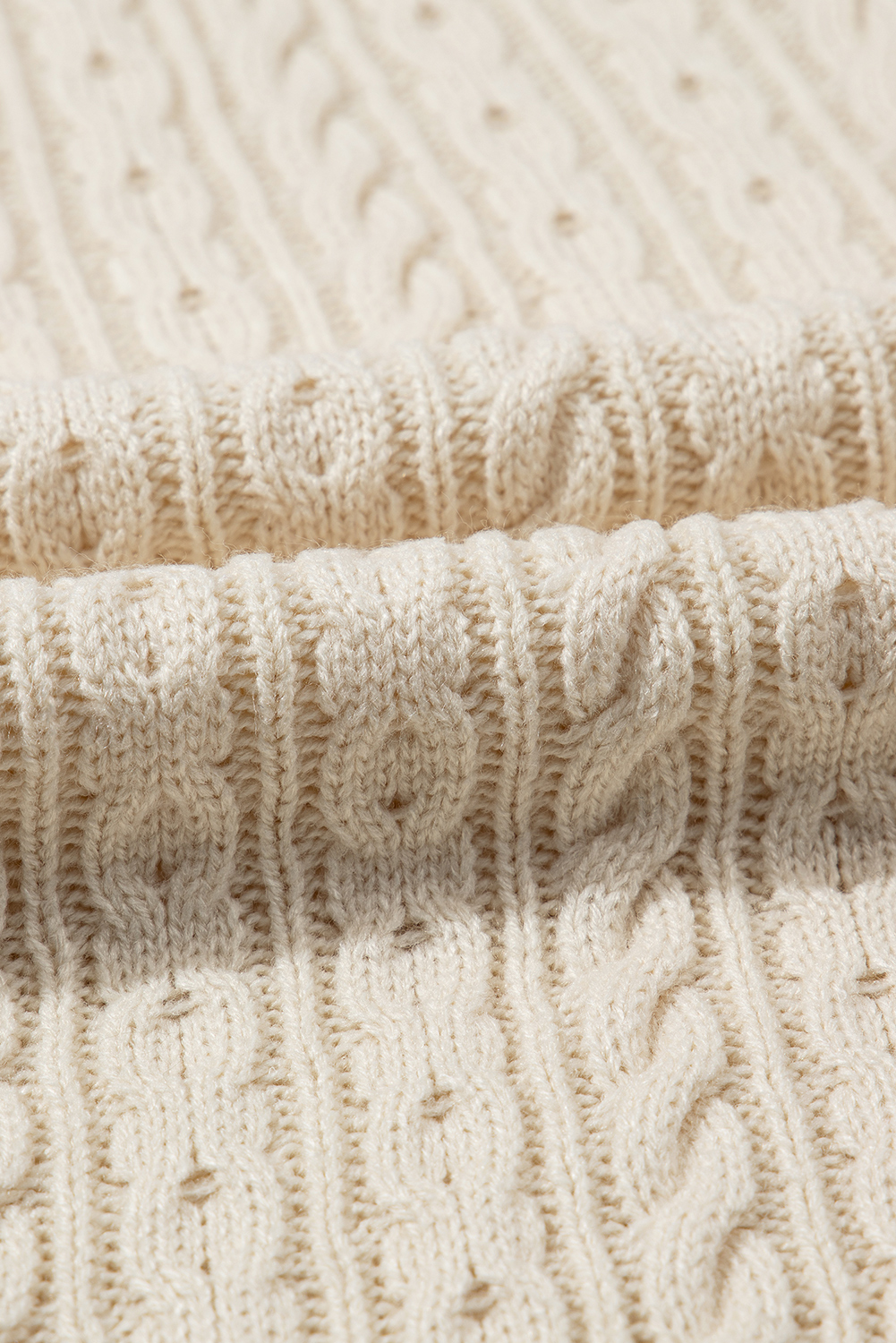White Cable Knit Texture Uneven Hem Hooded Chic Cardigan