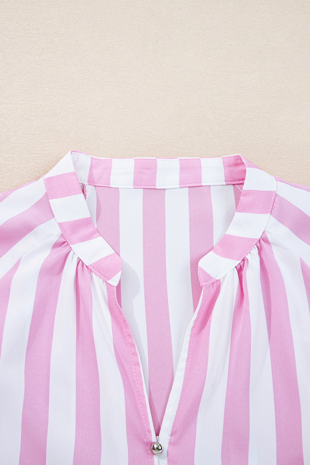 Rose Stripe Bracelet Sleeve Buttons Loose Mini Dress