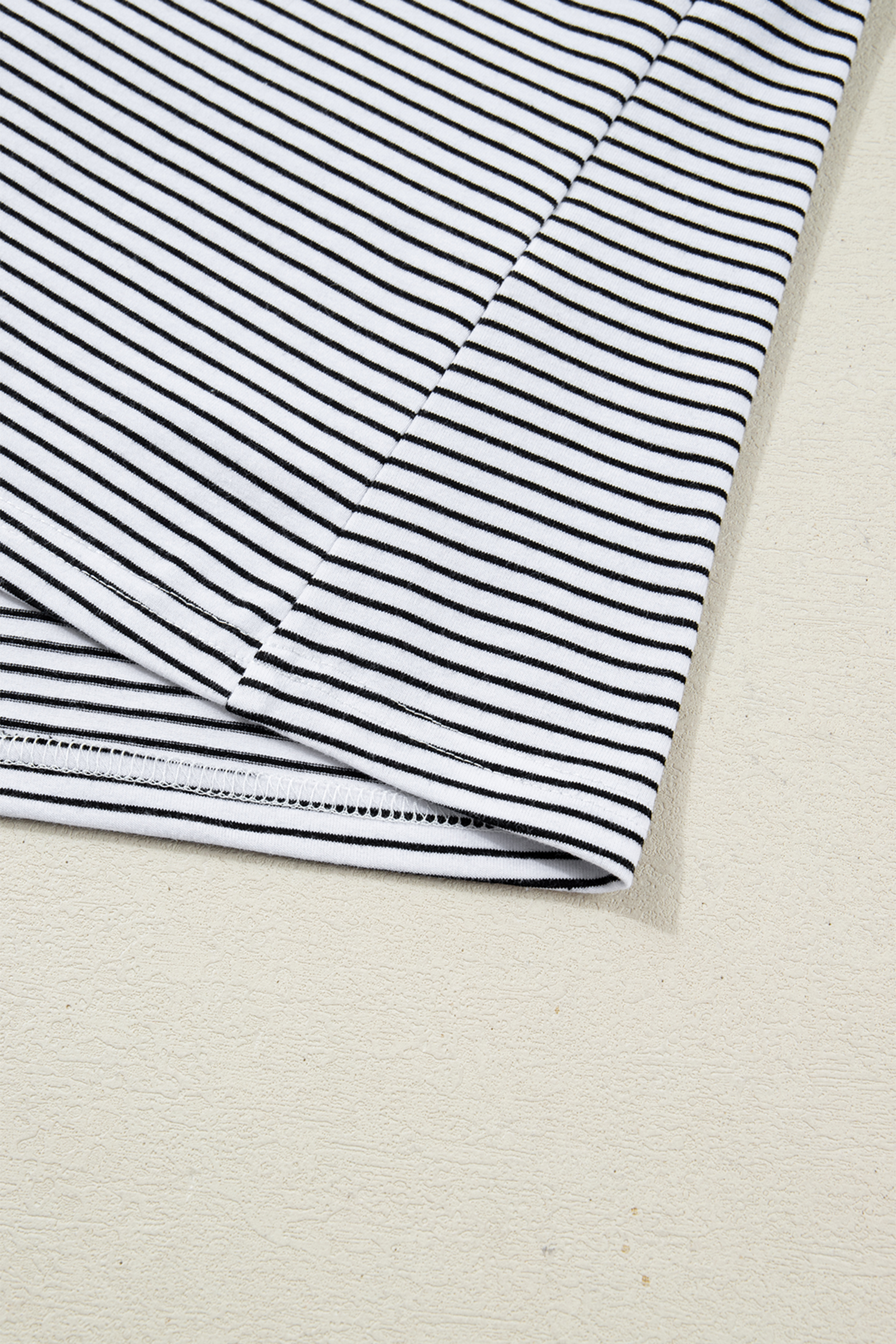 Rose Stripe Contrast Trim Round Neck Summer T Shirt