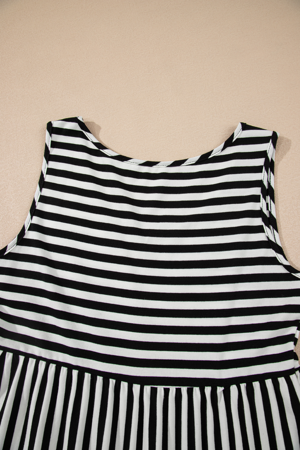 Black Stripe U Neck Sleeveless Loose Fit Mini Dress
