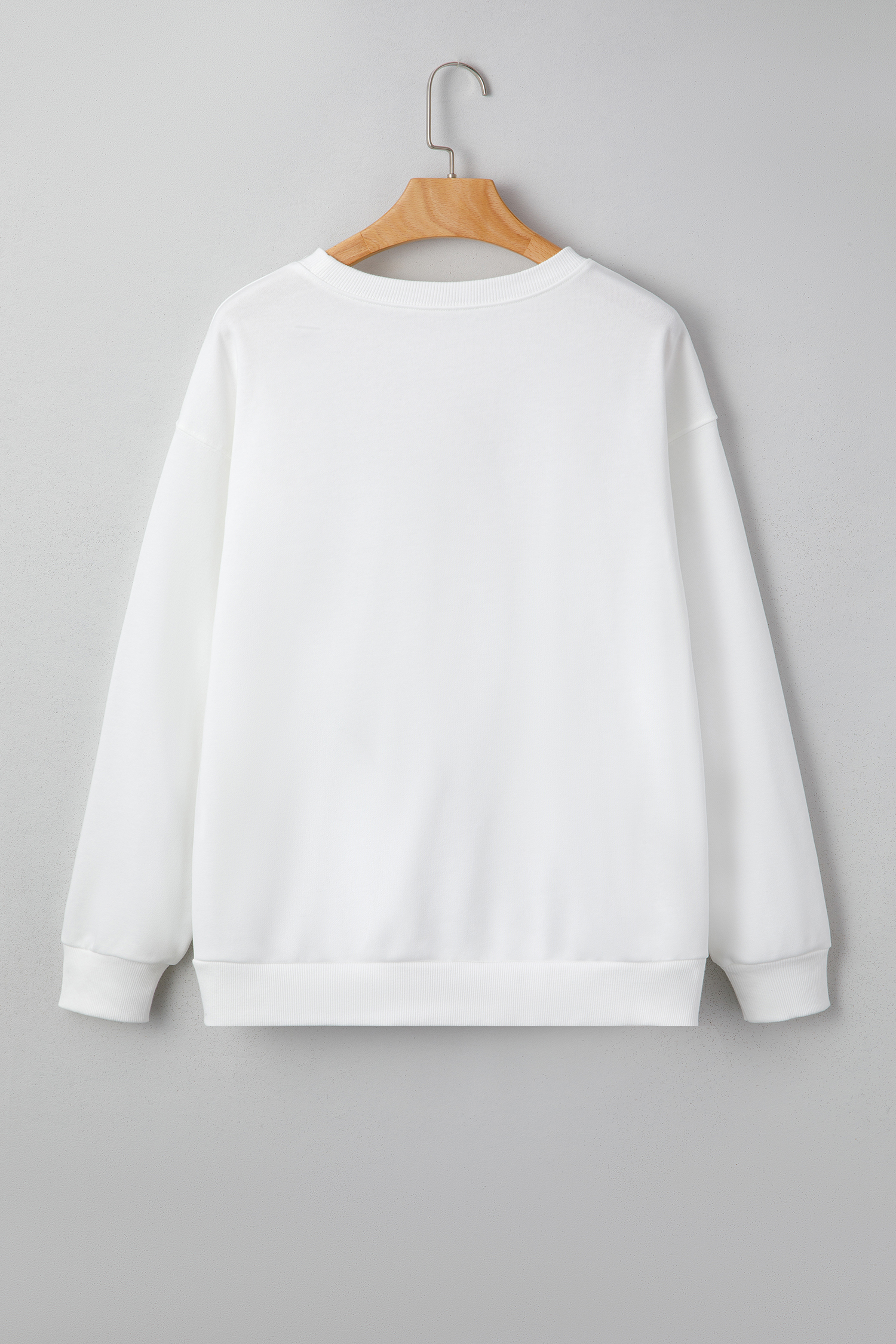 White Pearl Plaid Christmas Tree Patched Drop Shoulder Sweatshirt