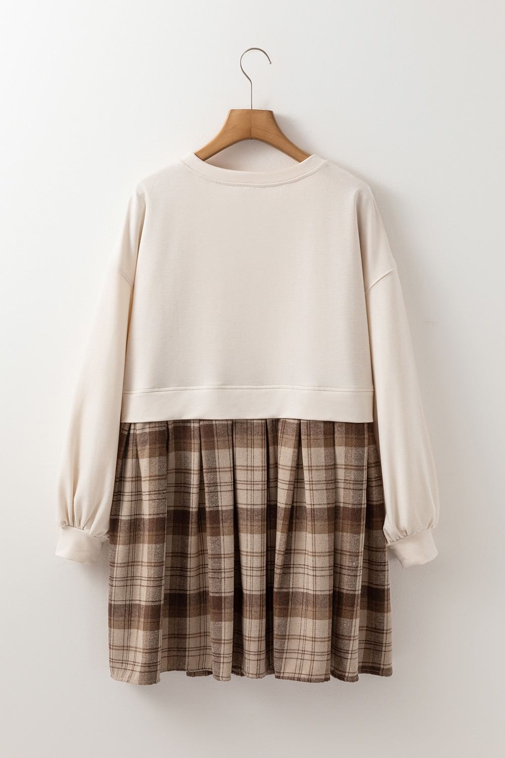 Pale Khaki Sweatshirt Poplin Mini Dress