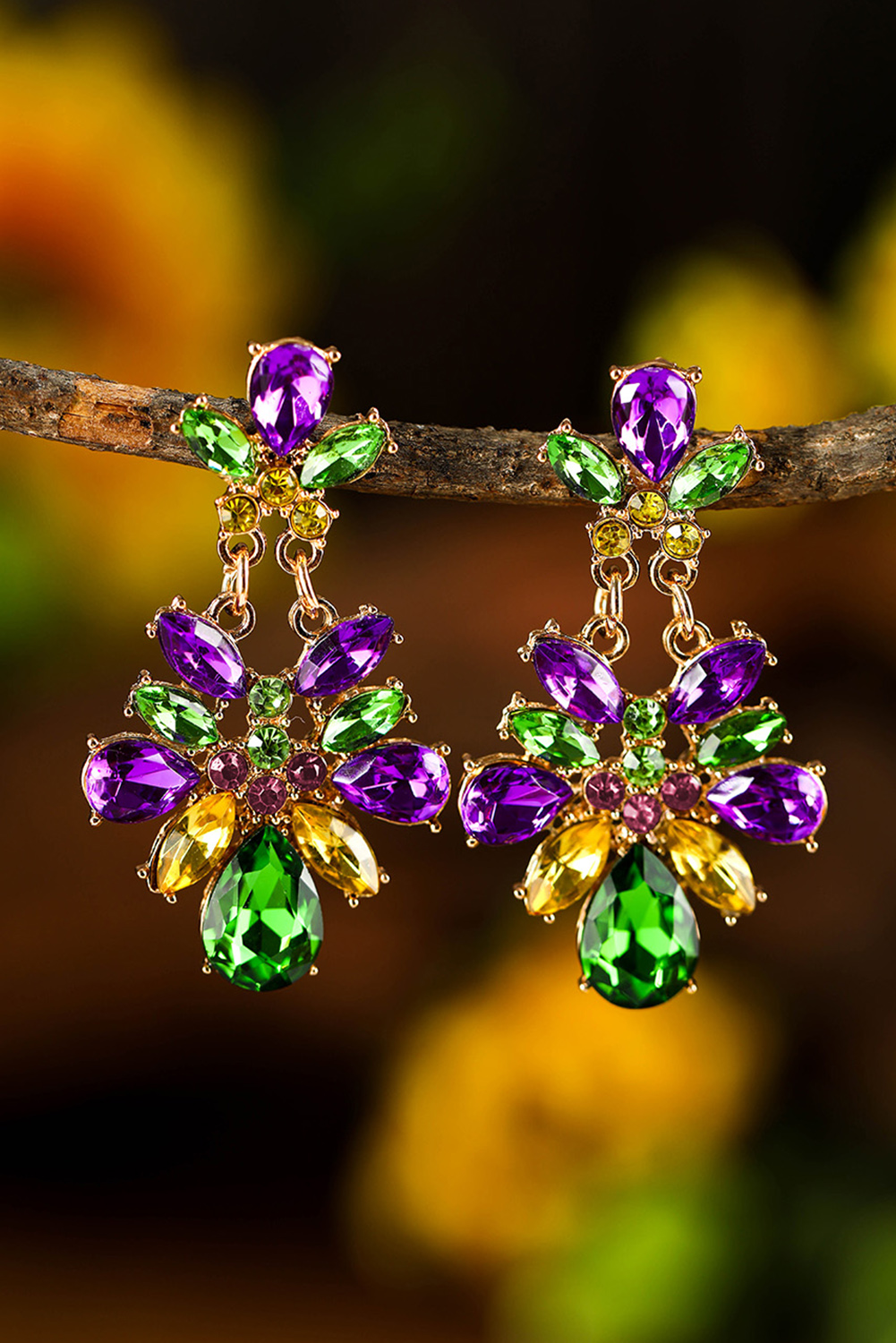 Purple Mardi Gras Shimmer Heart Earrings
