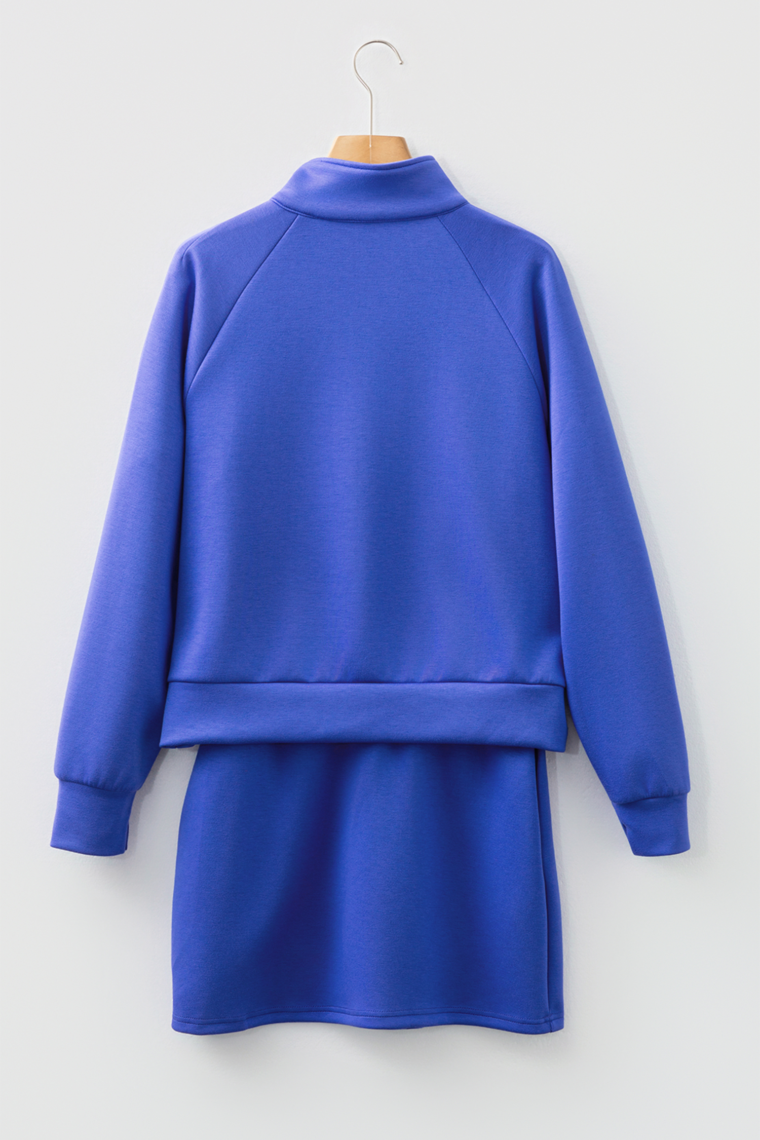 Dark Blue Half Zip Sporty Pullover Mini Skort 2pcs Outfit