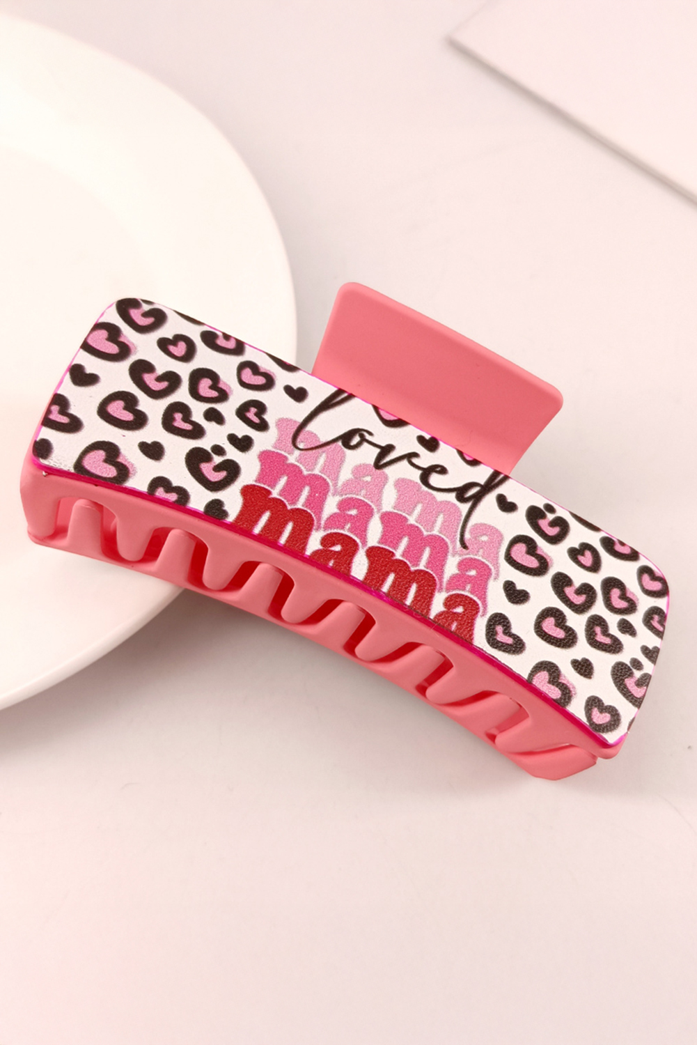 Sachet Pink Loved Mama Heart Print Large Hair Claw Clip