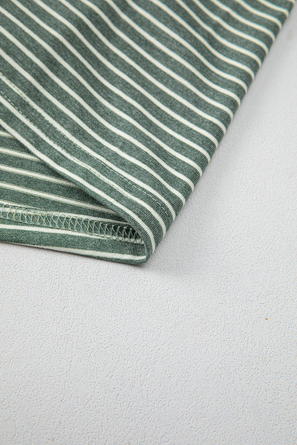 Green Stripe V Neck Stretchy Long Sleeve Top
