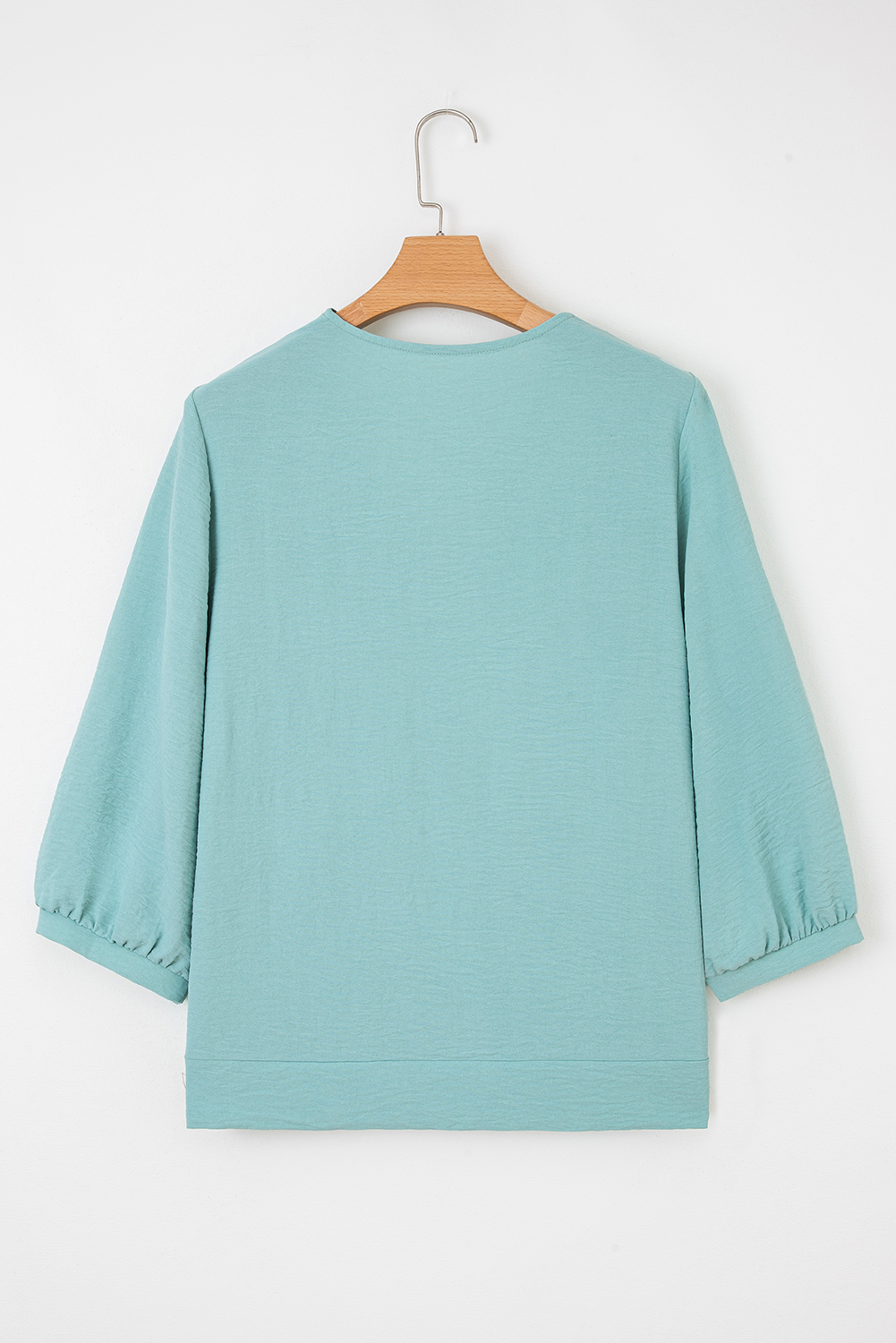 Sky Blue Frilled V Neck Bracelet Sleeve Shift Mini Dress