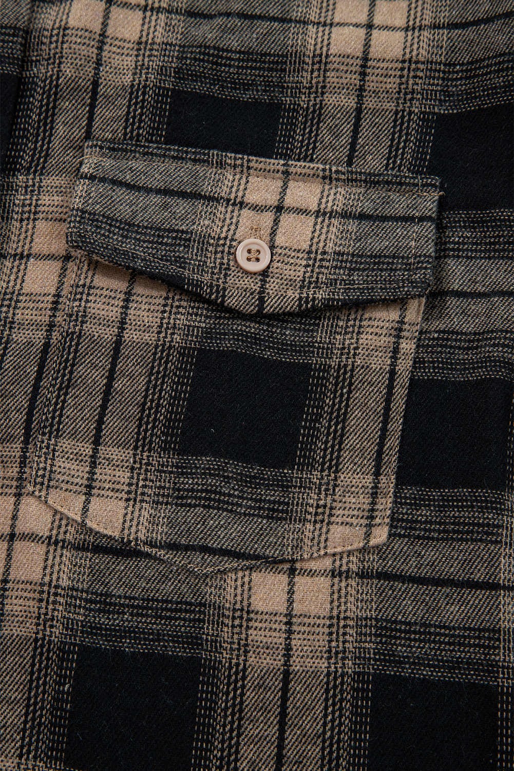 Multicolour Retro Plaid Double Flap Pocket Brushed Shacket