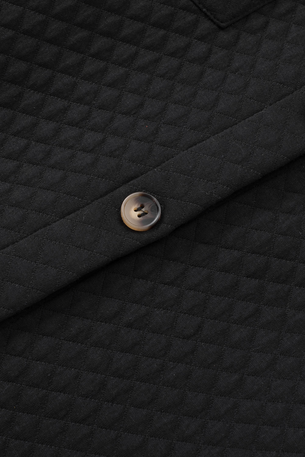 Gray Retro Quilted Flap Pocket Button Shacket