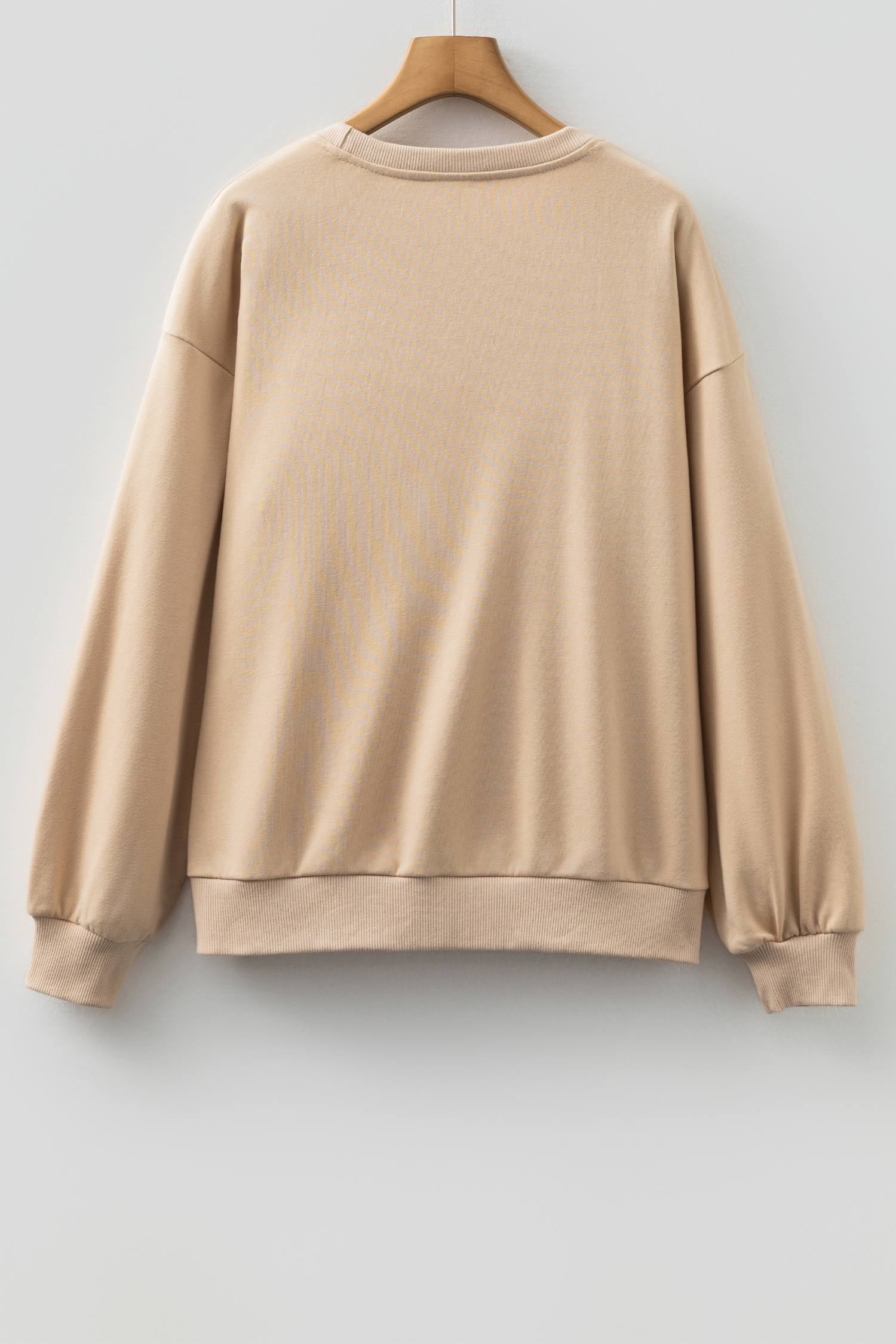 Parchment Embroidered Flower Pattern Drop Shoulder Sweatshirt