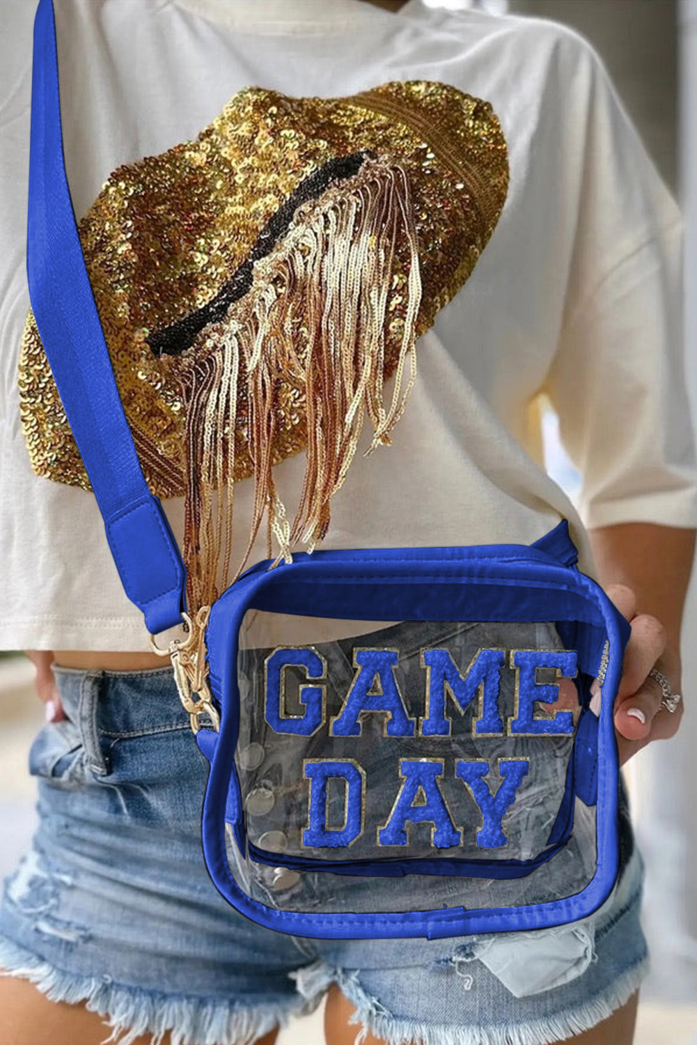 Black GAME DAY Rugby Football Clear Shoulder Bag