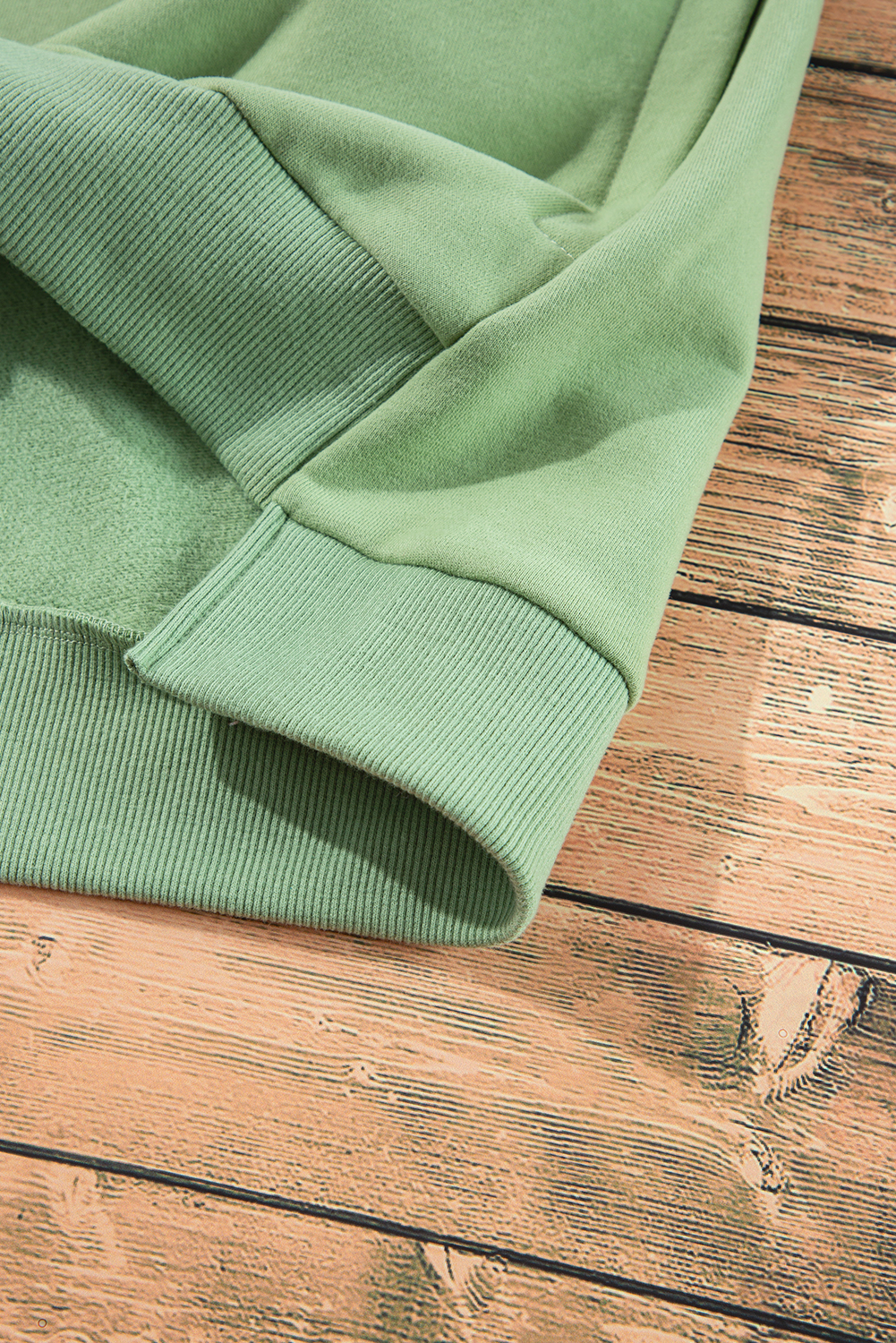 Grass Green Solid Fleece Lined Drop Shoulder High Low Sweatshirt