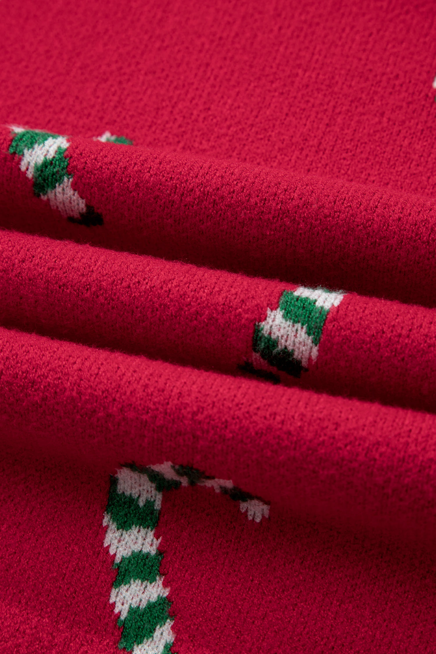 Dark Green Christmas Candy Cane Holiday Drop Shoulder Sweater