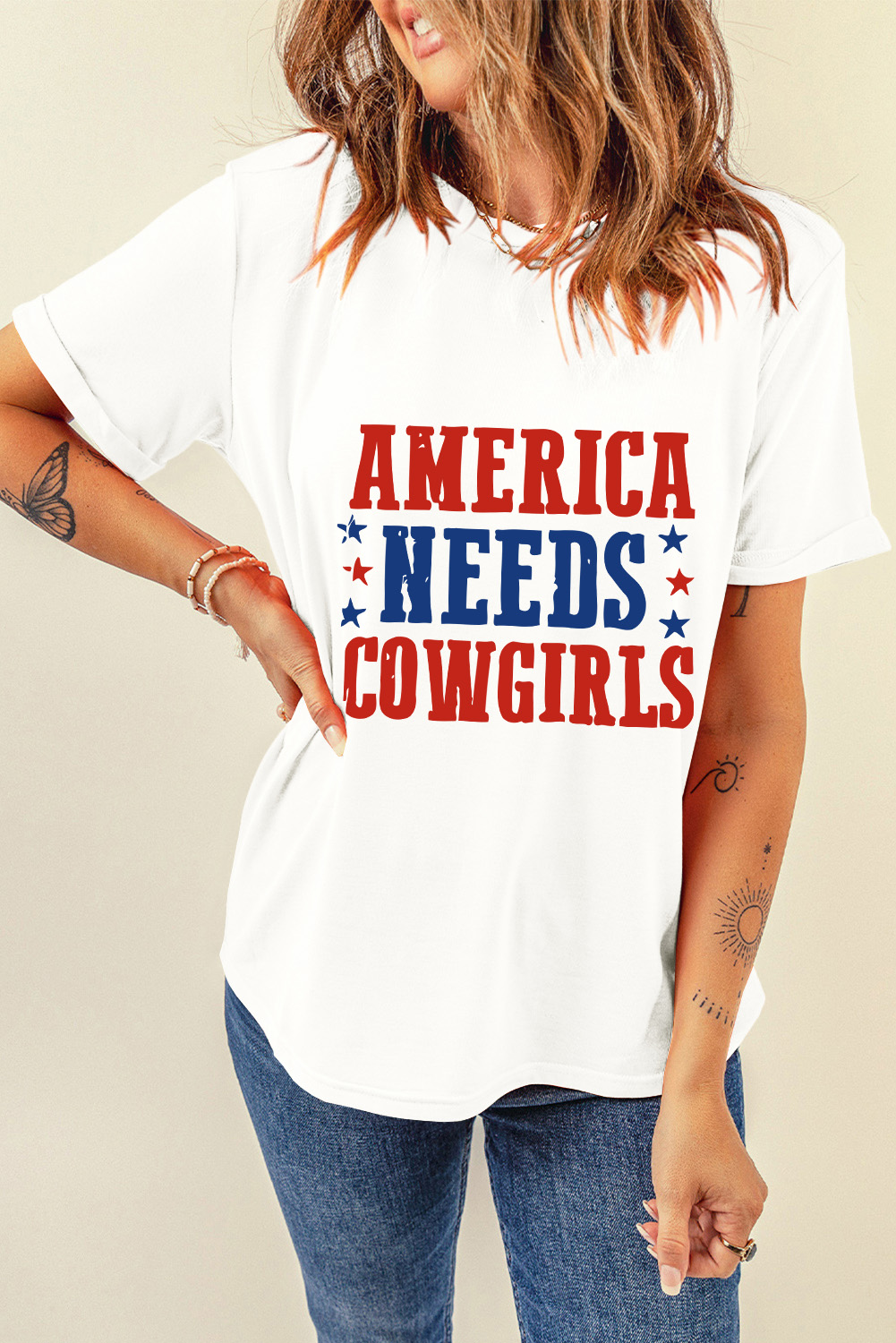 White PARTY IN THE USA Flag Fashion Graphic Tee