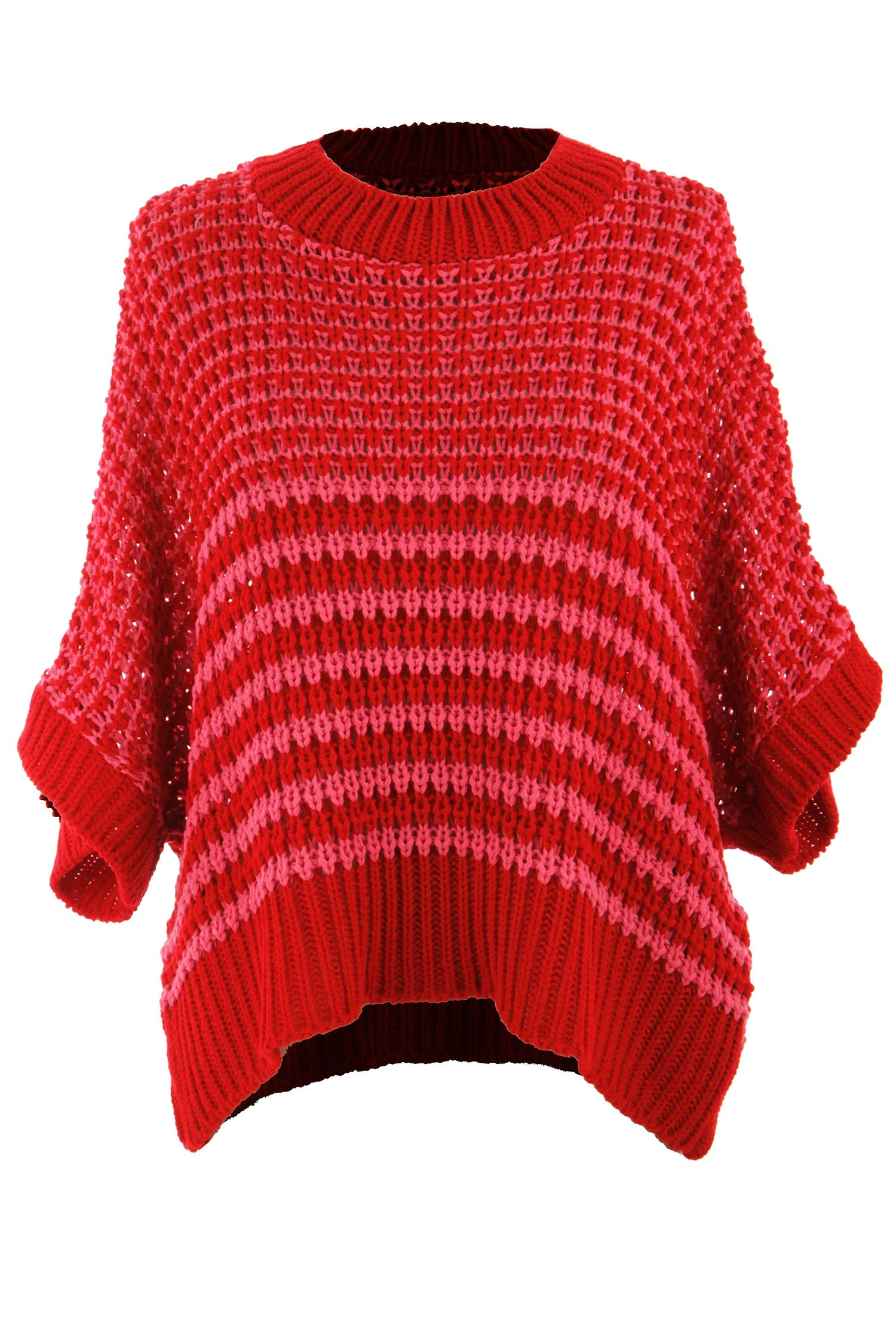 Black Stripe 3/4 Draped Sleeve Slouchy Sweater