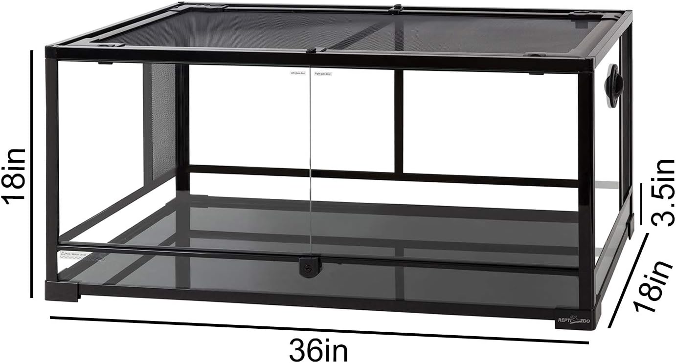 50 Gallon Reptile Glass Terrarium Tank Double Hinge Door with Screen Ventilation Large Reptile Terrarium 36