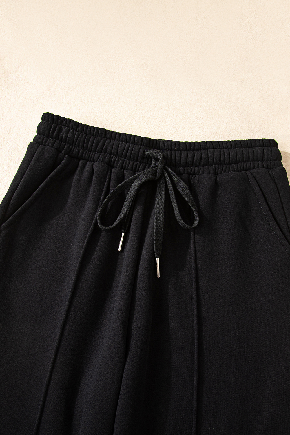 Dark Brown Solid Collared Sweatshirt and High Waist Pants Active Set