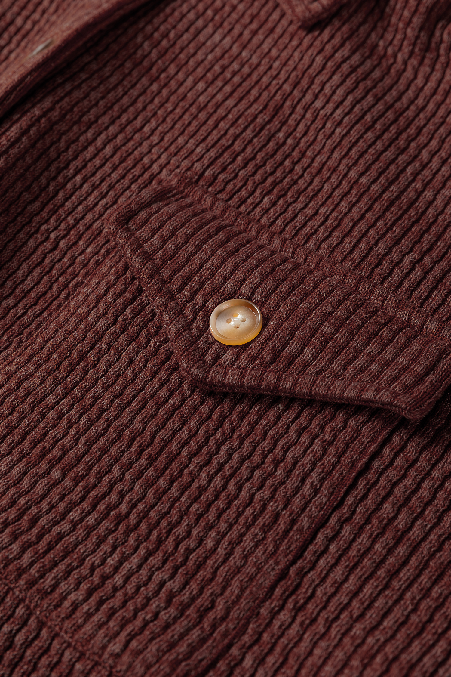 Medium Grey Ribbed Knit Buttons Front Flap Pocket Casual Shacket